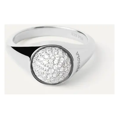 PDPAOLA Silver Pave Moon Ring For Women