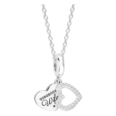 John Greed Signature Silver Gorgeous Wife CZ Heart Charm Necklace For Women