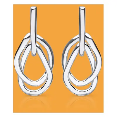 John Greed Portrait Sketch Silver Interlocking Drop Earrings For Women