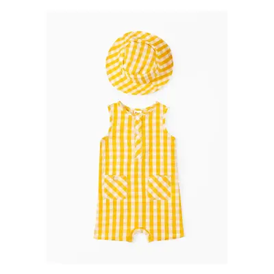 Baby Boy 2pcs Grid Print Jumpsuit with Hat