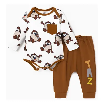 Looney Tunes Baby Boy/Girl Character Print Long-sleeve Bodysuit and Pant Sets