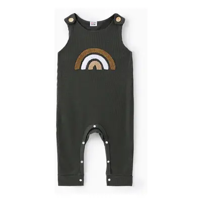 Baby Boy/Girl Rainbow Embroidered Waffle Tank Jumpsuit