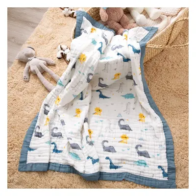 100% Cotton Cartoon Animal Dinosaur Pattern Baby Blankets 6-layer Cotton Gauze Soft Absorbent Ne