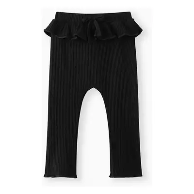 Baby Girl 95% Cotton Rib Knit Ruffle Trim Pants Leggings