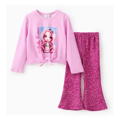 Rainbow high Toddler & Girls 2pcs Long-sleeve Tee and Flare Pants Set