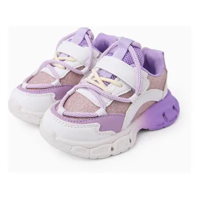 Toddler/Kid Girl Sporty Solid Color Lace-Up Lighted Velcro Sports Shoes