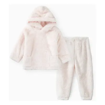 Toddler Girl/Boy 2pcs Bear Style Ear Design Fleece Hoodie Sweatshirt and Pants Set