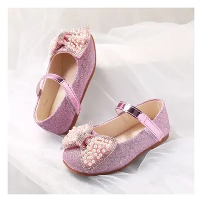 Toddler/Kids Girl Elegant Hyper-Tactile 3D Bowtie Glitter Velcro Leather Shoes