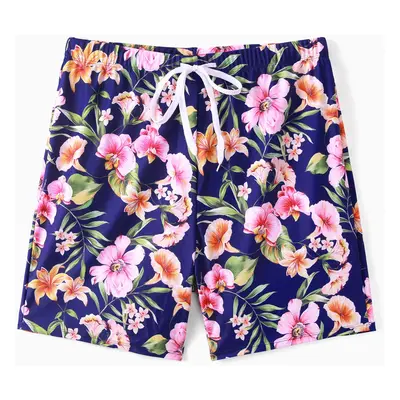 Family Floral Drawstring Swim Trunks or Reversible Flounce Sleeves Bikini