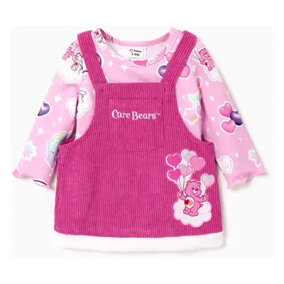 Care Bears Baby/Toddler Girls Mother's Day 1pc Sweet Heart-patterned Tops and Corduroy Suspender