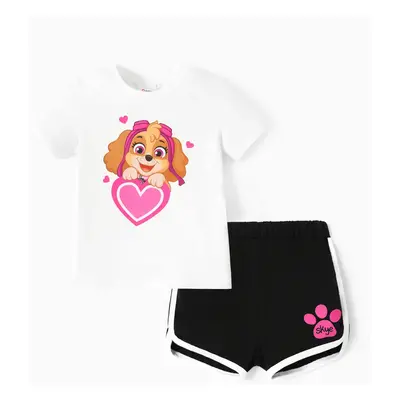 PAW Patrol Toddler Girl 2pcs Skye Mother's Day Heart Print Short-sleeve Cotton Tee and Shorts Se