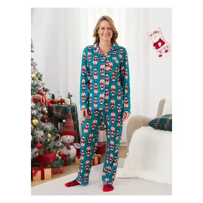 Christmas Family Matching Allover Nutcracker Pattern Collared Pajamas Sets