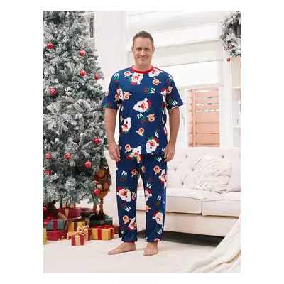 Christmas Family Matching Allover Santa and Reindeer Pattern Pajamas Sets