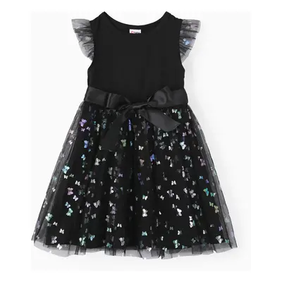 Toddler Girl Butterfly Embroidery Mesh Design Dress