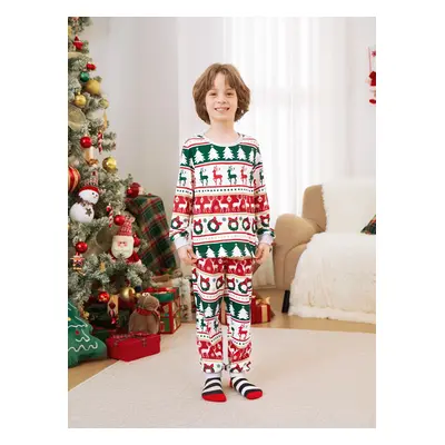 Christmas Pajamas Family Matching Allover Reindeer/Xmas Tree Pattern PJs Sets