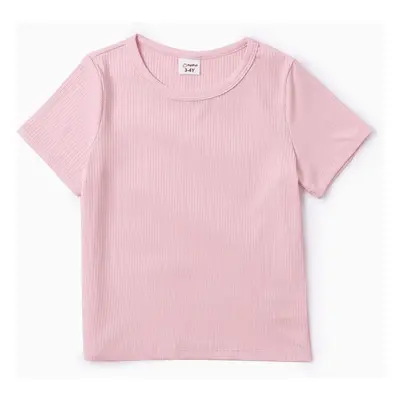 Toddler Girl Solid Short-sleeve Rib-knit Tee