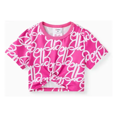 Barbie 1pc Toddler/Kids Girls Alphabet Print Short-sleeve T-Shirt