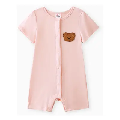 Childlike Solid Color Romper with Secret Button for Unisex Baby