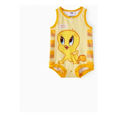 Looney Tunes Baby Boy/Girl Stripe and Character Print Sleeveless Jumpsuit