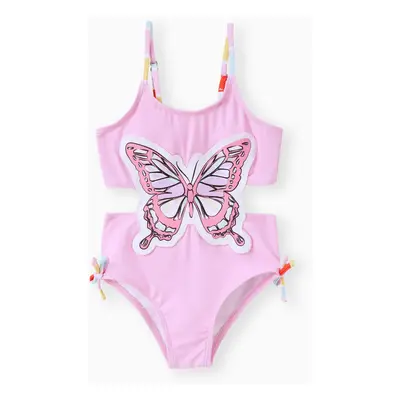 Sweet Butterfly Toddler Girl Swimsuit - 1pc Animal Pattern Polyester Spandex Swimwear