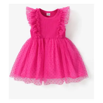 Baby Girl Ruffled Mesh Splice Dress