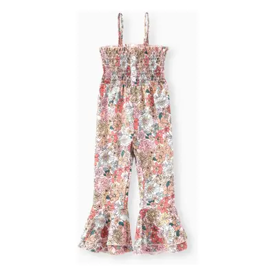 Floral Horn Edge Girls Jumpsuit - 100% Polyester - Sweet Style