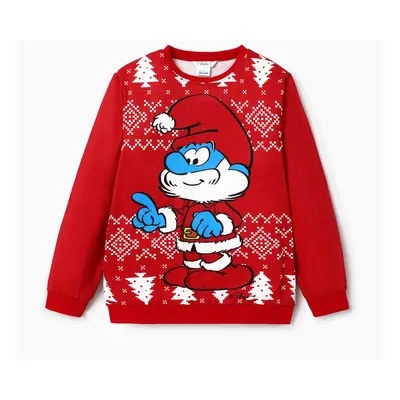 The Smurfs Family Matching Christmas Character & Snowflake Print Long-sleeve Top