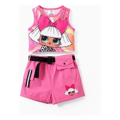 L.O.L. Surprise 2pcs Toddler/Kids Girls Character Waist Bag Cargo Shorts Set