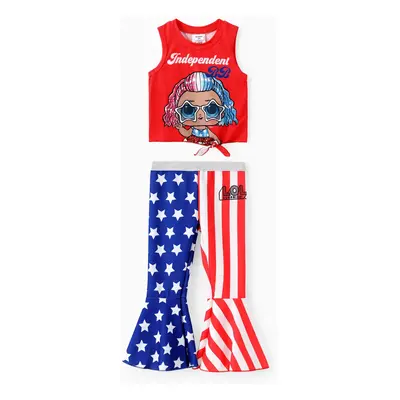 L.O.L. SURPRISE! Toddler/Kid Girls Independence Day 2pcs Character Print Tank Top with National 