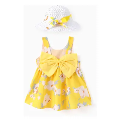 2pcs Baby Girl Little Daisy Bowknot Dress Set