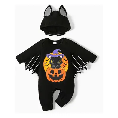 Baby Boy/Girl Clothes Halloween 2pcs 95% Cotton Batwing Sleeve Jumpsuit with Hat Set