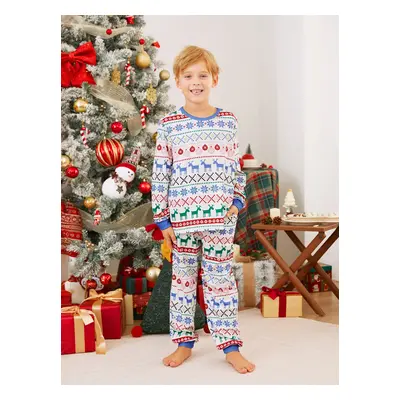 Christmas Family Matching Vibrant Snowflake/Reindeer/Christmas Light Pattern Pajamas Sets with P