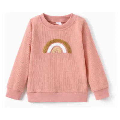 Toddler Girl/Boy Rainbow Embroidered Waffle Sweatshirt