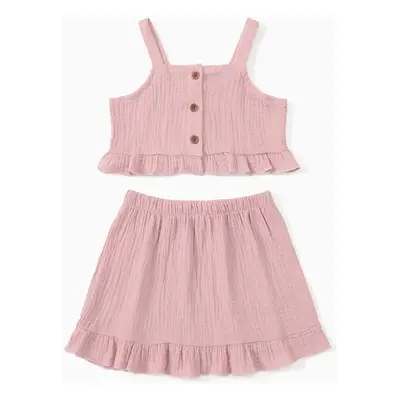 Baby Girl 2pcs Solid Color Camisole and Ruffled Skirt Set