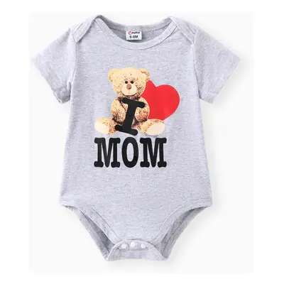 Baby Boy/Girl Bear Style 95% Cotton Bear & Letter Print Romper