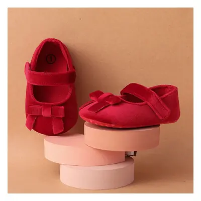 Baby Sweet Bow Decor Solid Velcro Prewalker Shoes