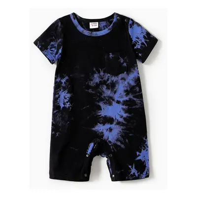 Family Matching 95% Cotton Short-sleeve Tie Dye Twist Knot Bodycon Dresses and T-shirts Sets