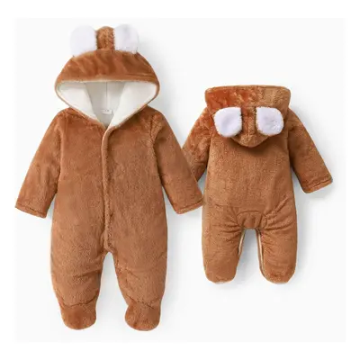 Baby Boy/Girl Bear Style Hooded Fleece Jumpsuit