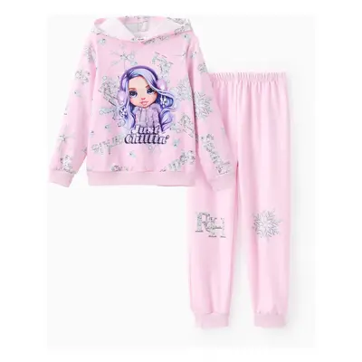 Rainbow High Toddler/Kid Girl 2pcs All-over Hoodie Sweatshirt and Pants Set