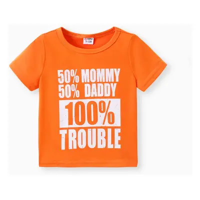 Baby Boy Letter Print Round Neck Short-sleeve T-shirt