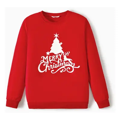 Christmas Family Matching Glow In The Dark Letters Print Long-sleeve Casual Tops