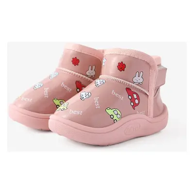 Toddler & Kids Childlike Cartoon Vehicle & Rabbit Print Fleece Snow Boots