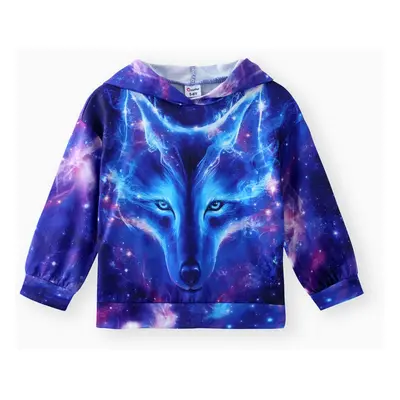 Kid Boy Trendy Animal Wolf Print Hoodie Sweatshirt