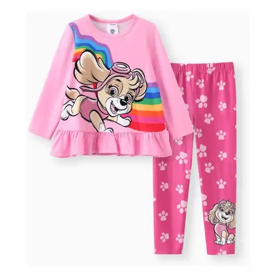 PAW Patrol Toddler Girls 2pcs Rainbow/Gradient Ruffled Top with Leggings Set