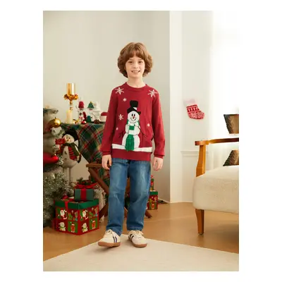 Christmas Family Matching Snowman Snowflake Pattern 3D Scarf Long Sleeves Sweater