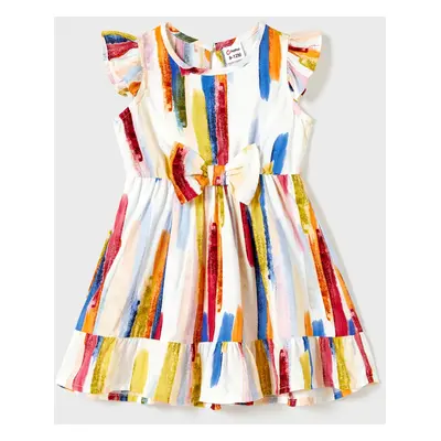 Family Matching Sets Multi Colors Shirt and Wrap Ruffle Hem Strap Dress with Hidden Snap Button