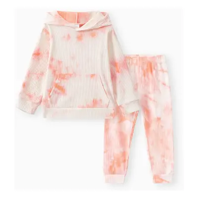 2-piece Toddler Girl/Boy Tie Dye Hoodie Sweatshirt and Pants Set