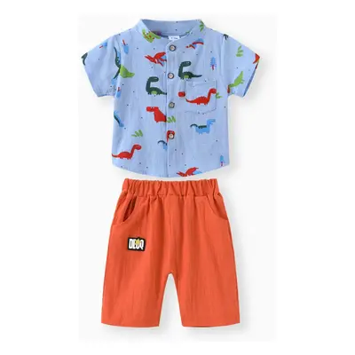 100% Cotton 2pcs Dinosaur Print Short-sleeve Baby Set