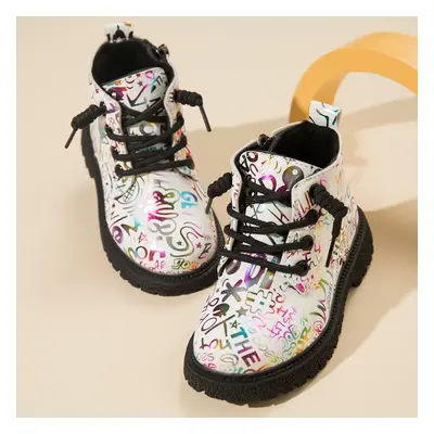 Toddler / Kid Fashion Letter Pattern Lace Up Boots (Zipper Color Random)