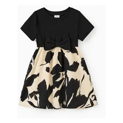 Family Matching Sets Allover Floral Shirt or Black Tee Plus Elastic Waist Floral Skirt Co-ord Se